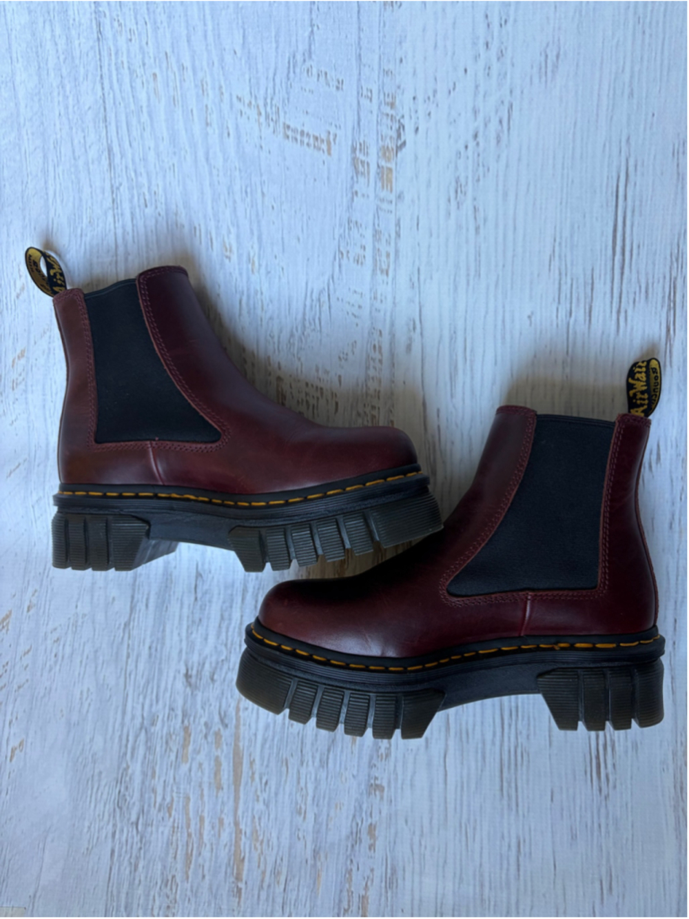 Women's Dr. Martens Audrick Chelsea Burgundy Ankle Boots Size 7 - Picture 5 of 9
